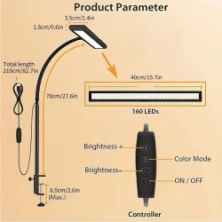 LED Desk Light Screen Lamp Reading Lamp -10W Ultra Bright Adjustable Clip Light Suitable For Home/office Use