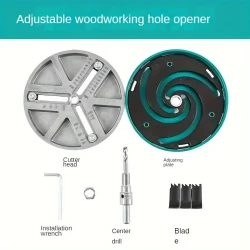 Adjustable Hole Saw Cutter - Tap Extractors for Wood, Plastic, Drywall, Thin Metal