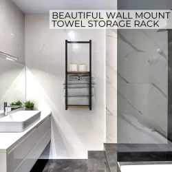 2-Tier Space-Saving Wall Mounted Towel Storage Rack - Sturdy Organizer for Home, Bathroom, and Bedroom