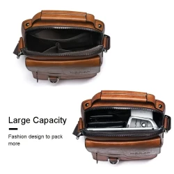 Vintage-Style Men's Genuine Leather Crossbody Shoulder Bag