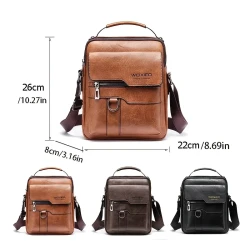 Vintage-Style Men's Genuine Leather Crossbody Shoulder Bag