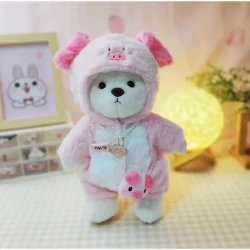 Milk White Bear in Pink Pig Outfit - Soft and Adorable Plush Toy by Get A Hug