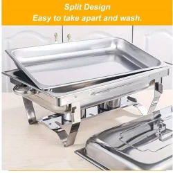 11L Chafing Dish Buffet Set, Full Size Stainless Steel Chafing Server Dish, Catering Food Warmer For Parties, Buffets, Wedding, Banquet