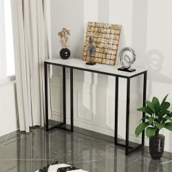 Luxury Modern Hallway Console Table Accent Furniture Glossy Real Sintered Stone Narrow Table Shelf Display Entryway Desk For Hall Sofa Living Room