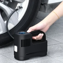 1pc High-Power Portable Air Compressor Pump - Rapid Corded Digital Tire Inflator with LED Lights - Versatile for Cars & Motorcycles