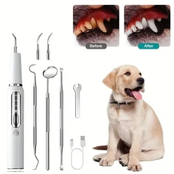 Tartar Remover Kit - Effectively Removes Plaque, Tartar, and Stains, Gently Cleans Teeth for a Healthy Smile, Specifically Designed for Canine Oral Care, Includes Pet Toothbrush Cleaner for Easy Maintenance