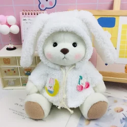 White Bear with Bunny Ear Hood - Soft and Playful Plush by Get A Hug