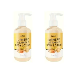 2pcs Radiant Glow Turmeric & Vitamin C Body Lotion - Hydrating, Brightening, and Soothing Skin Care for All Skin Types with Glycerin, Vitamin E, and No Harsh Chemicals