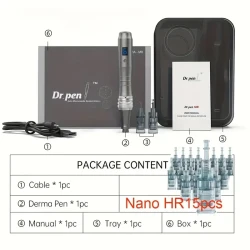 15pcs Nano HR Dr Derma Pen M8 Kit - USB Rechargeable, Fragrance-Free Skin Care Tool for Face & Body