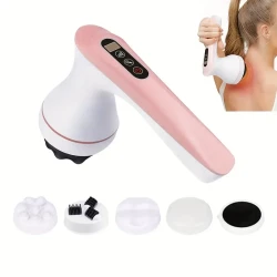 Rechargeable Handheld Cellulite Massager With 4 Heads, USB-Powered Body Machine For Full Body Massage, Fat Reduction, Toning For Men And Women