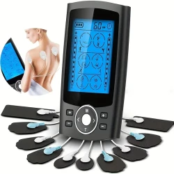 Portable TENS Muscle Stimulator with 36 Modes - USB Rechargeable, Dual Channel EMS Relax & Slimming Device for Pain Relief, Includes 10 Electrode Pads & Storage Bag