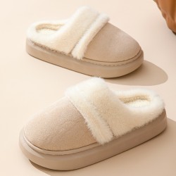 Women’s Warm Cotton Slippers – Thick Bottom, Non-slip Plus-Velvet Suede House Shoes