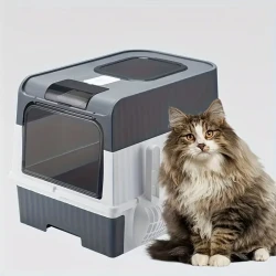 Odor-Control Cat Litter Box with Lid - Easy Clean, Fully Enclosed, Polypropylene, Rectangle Shape