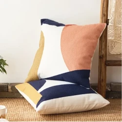 Towel embroidered suede pillow