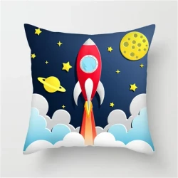 Cushion Cover Astronaut Rocket Pillow Case Household Pillow Case