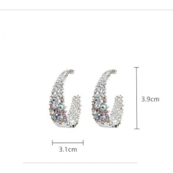 Rhinestone C-shaped Semicircle Premium Sense Stud Earrings