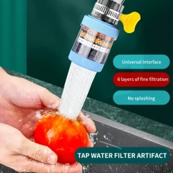 Musurjoy 1pc Kitchen Tap Water Filter, Activated Carbon Filter for Chlorine, Fluoride, Heavy Metals, Universal Fit for Home Kitchen Bathroom, No Power Required, Plastic Material, Ideal for Christmas Halloween Gift