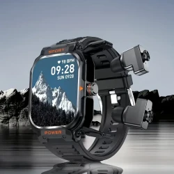 2024 New 2.01 Inch Full Touch HD Screen Metal Alloy Body, TWS Sports Earbuds + Outdoor IP67 Waterproof Smartwatch 2-in-1, 345mAh Battery Long Life, Support Can Be Dial, NFC Unlock, Multiple Sports Data Tracking, Message Notification, Remote Shutter And Ot