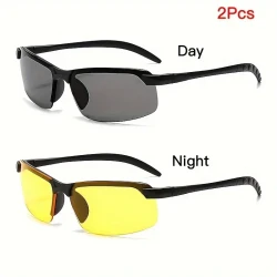 2PCS Pro Night Vision Driving Glasses - Enhance Visibility, Anti-Glare, Semi Rimless Design, UV400 Protection, Comfortable Eyewear For Safe Nighttime Driving And Motorsport Enthusiasts