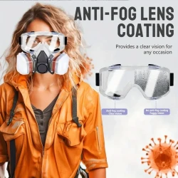 Respirator Mask Reusable Mask With Filters/Safety Glasses Paint Respirator For Chemicals Dust Resin Sanding Polishing Spraying Welding Woodworking