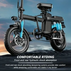 500W Peak Power Folding Electric Bike For Adult- 20 Mph, 30 Miles Long Distance, 14 Pneumatic Tires, 48V 15AH Lithium Battery, Classic Unisex Design