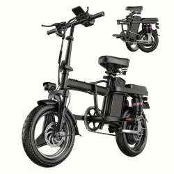 500W Peak Power Folding Electric Bike For Adult- 20 Mph, 30 Miles Long Distance, 14 Pneumatic Tires, 48V 15AH Lithium Battery, Classic Unisex Design