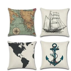 Navigation Series Map Pillow Cover