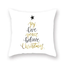 Home Golden Christmas Pillow Cover