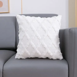 Plush Embroidered Diamond Pillow Cover