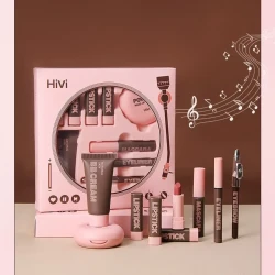 9pcs Ultimate Makeup Gift Set - Includes BB Cream, Setting Powder, Mascara, Eyeliner, Brow & Lipstick - Perfect for Valentine's Day & Festival