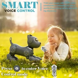 VATOS Interactive Robot Dog - 20+ Response Voice & 2.4GHz Remote Control Pet with Touch Sensors, Program Mode, Robotic Puppy Toy for Kids Boys & Girls