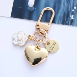 Car Key Chain with Heart & Floral Shapes