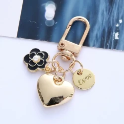 Car Key Chain with Heart & Floral Shapes