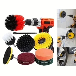 11pcs Drill Brush Attachment Set, Power Scrubber Cleaning Brushes Kit, Electric Scrubber Washing Brush Kit Drill Brush Used For Grout Floor, Bathtub