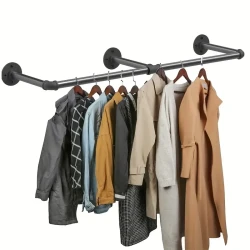 1pc, 180cm Industrial Pipe Clothes Rack Space Saving Wall Mounted Hanging Garment Rack Detachable Clothing Rack Hanging Bar, For Living Room, Kitchen, Bedroom