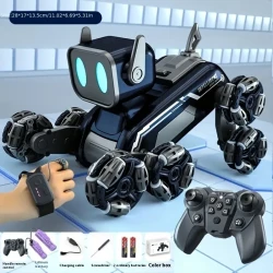 Halloween 8-wheel Robot Dog Stunt Intelligent Gesture Dual Control Drift Climbing Deformation Electric Toy Car Remote Control Robot Dog Toy Gesture Sensing Stunt Remote Control Car People Like Gifts