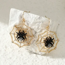 Exaggerated Spider Skull Earrings Halloween Gift