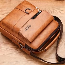 1pc Men's Handbag, Men's Shoulder Bag, Retro PU Leather Vertical Business Casual Bag