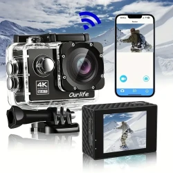 4K30FPS-Action Camera Ultra-high Definition Underwater Camera Outdoor Sports Camera With Wifi Comes With Waterproof Accessories, 32GB Memory Card