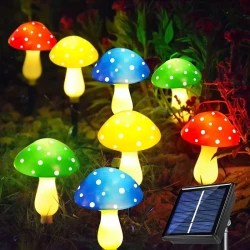 8pcs Solar Mushroom Lights – Outdoor Garden Pathway Decor, 8 Modes, IP65 Waterproof