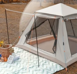 8-Person Spacious Family Camping Tent - Waterproof, Windproof, and Mosquito-Proof with Canopy, Durable Oxford Fabric, Sturdy Fiberglass Poles, Easy Setup, and Ample Headroom for Ultimate Outdoor Adventures