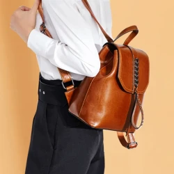 Leather Backpack Women Car Stitching Fashion Leather Casual Backpack Women Travel Backpack