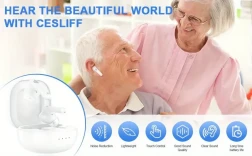 Rechargeable Wireless Hearing Aids - Earbud Headphones with Advanced Noise Cancellation, Compact Charging Case, One-Button Volume Control, and 3 Comfortable Ear Dome Sizes for Seniors and Adults - Whistle-Free, Easy to Use, and Convenient