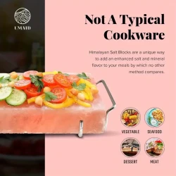 Himalayan Pink Salt Block Set With Stainless Steel Plate & Cookbook