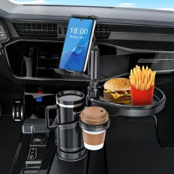 4-in-1 Car Cup Holder Tray & Tablet/Phone Mount