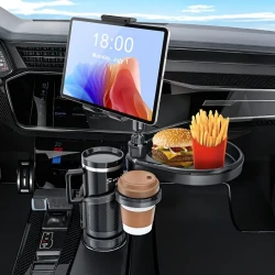 4-in-1 Car Cup Holder Tray & Tablet/Phone Mount