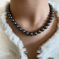 Elegant Black Pearl Jewelry Set for Women - Vintage-Inspired Necklace and Earrings, Perfect for Weddings & Special Occasions