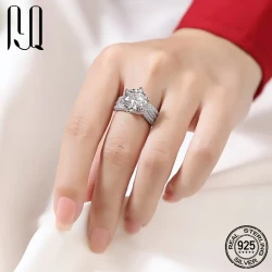 S925 Silver Moissanite Wedding Rings 5ct Halo Ring Elegant Style Engagement Ring Finger Jewelry