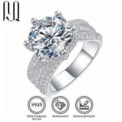 S925 Silver Moissanite Wedding Rings 5ct Halo Ring Elegant Style Engagement Ring Finger Jewelry