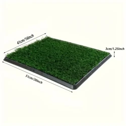 Leak-Proof Washable Dog Potty Tray with 3-Layer System - Indoor/ Outdoor Puppy Training Pad, Durable Plastic Litter Box (Includes 20X16 Inch Grass Mat) - Washable Dog Pee Pad Tray